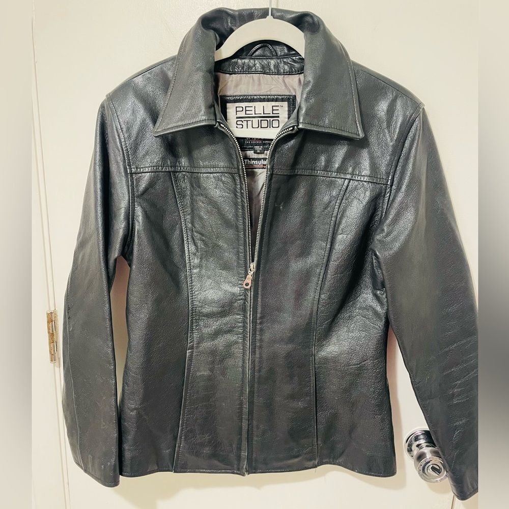 Pelle Studio Wilsons Leather black jacket w Thinsulate insulation ladies biker M